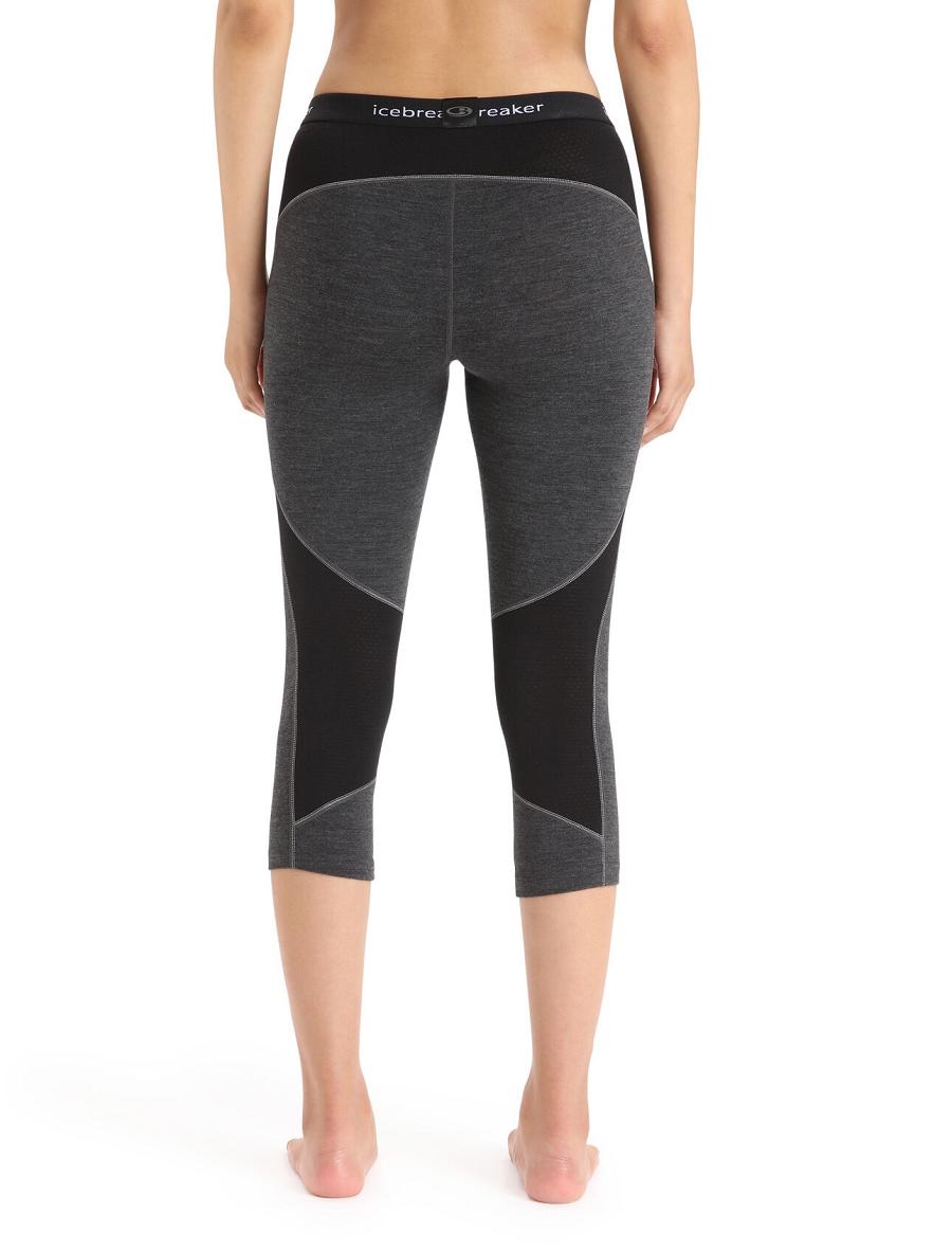 Women's Icebreaker BodyfitZone™ Merino 260 Zone 3/4 Thermal Leggings Base Layers Jet Heather / Black | CA 1079EBCX